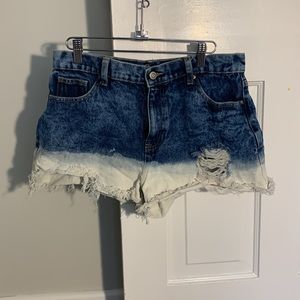 Ombre denim shorts
